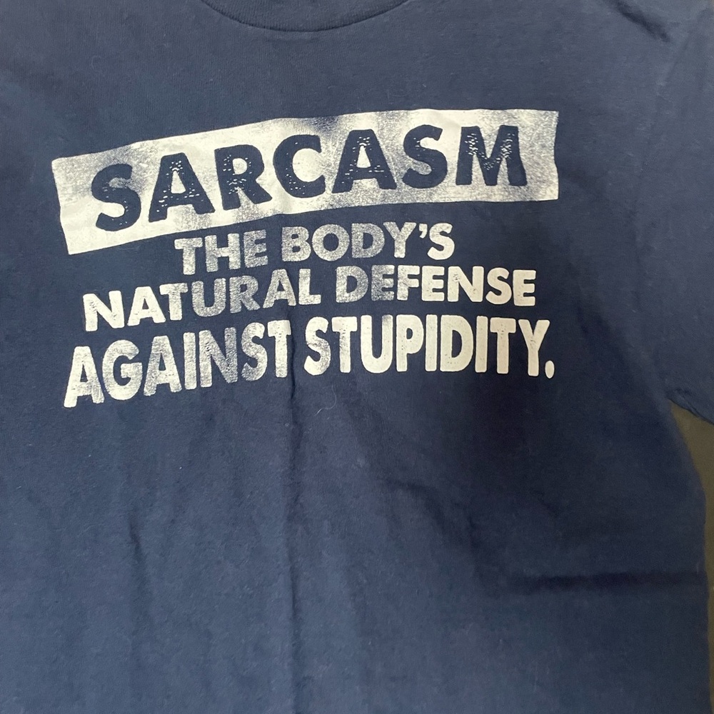 Adult Navy Blue Sarcasm Short Sleeve Tee Shirt, M - Picture 3 of 5